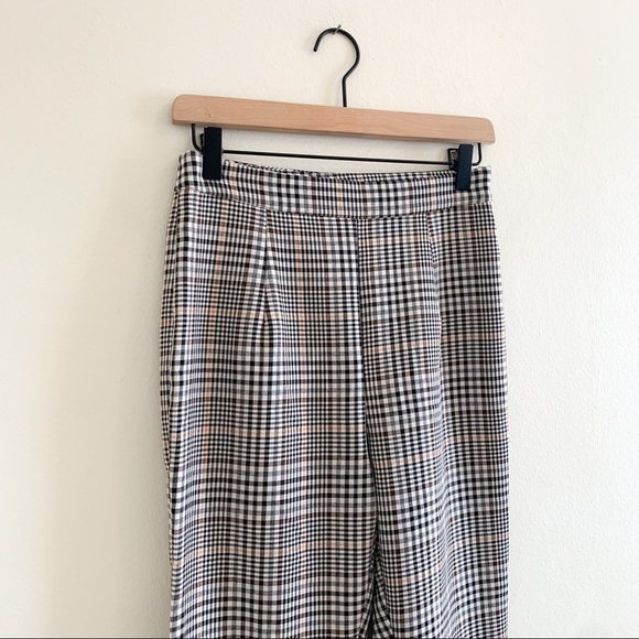 Boohoo Classic Straight Leg Houndstooth Plaid Trouser Pant 4 - Picture 2 of 8